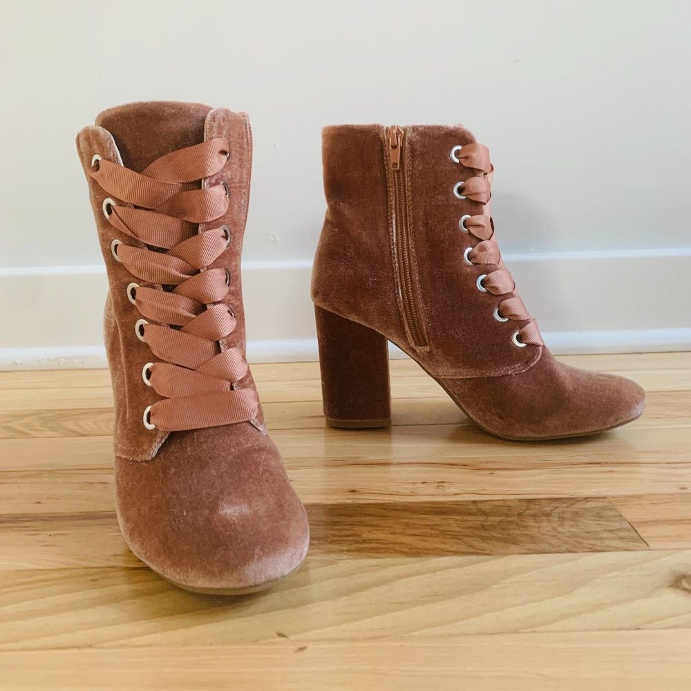 Pink Velvet Boots